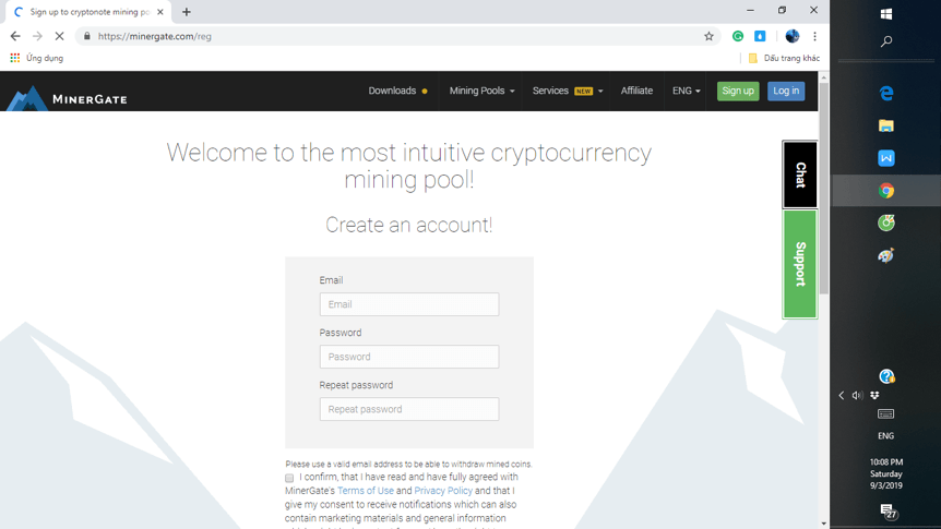 truy cập minergate đăng ký tài khoản