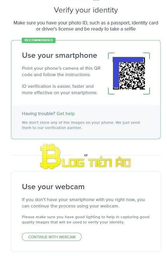 Quét mã QR Code để chụp tài liệu xác minh
