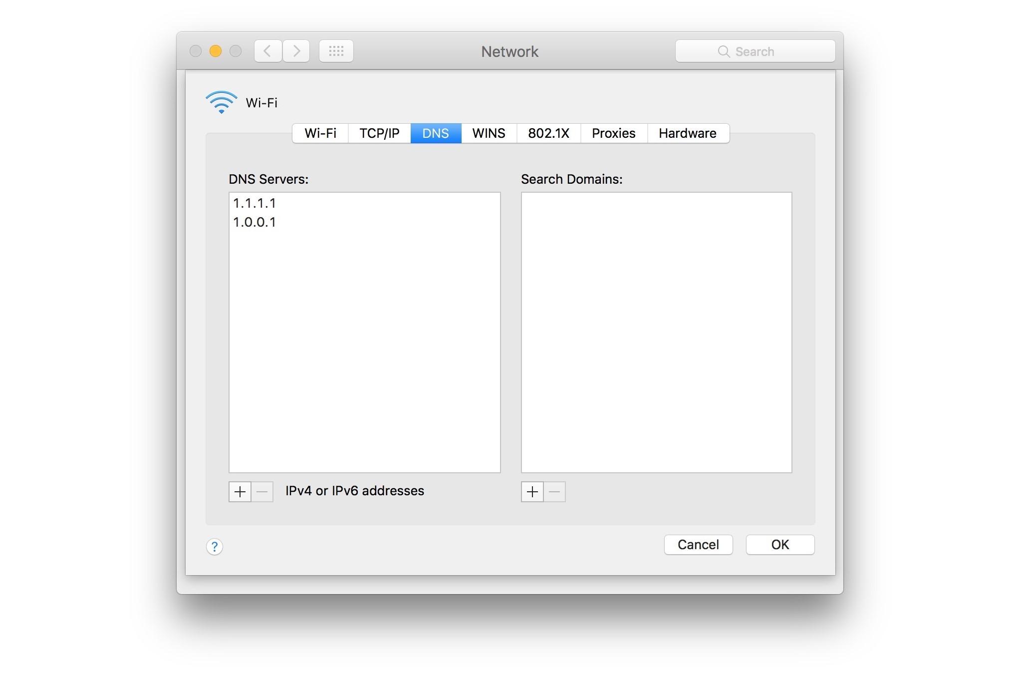 Sử dụng Cloudflare 1.1.1.1 DNS trên macOS