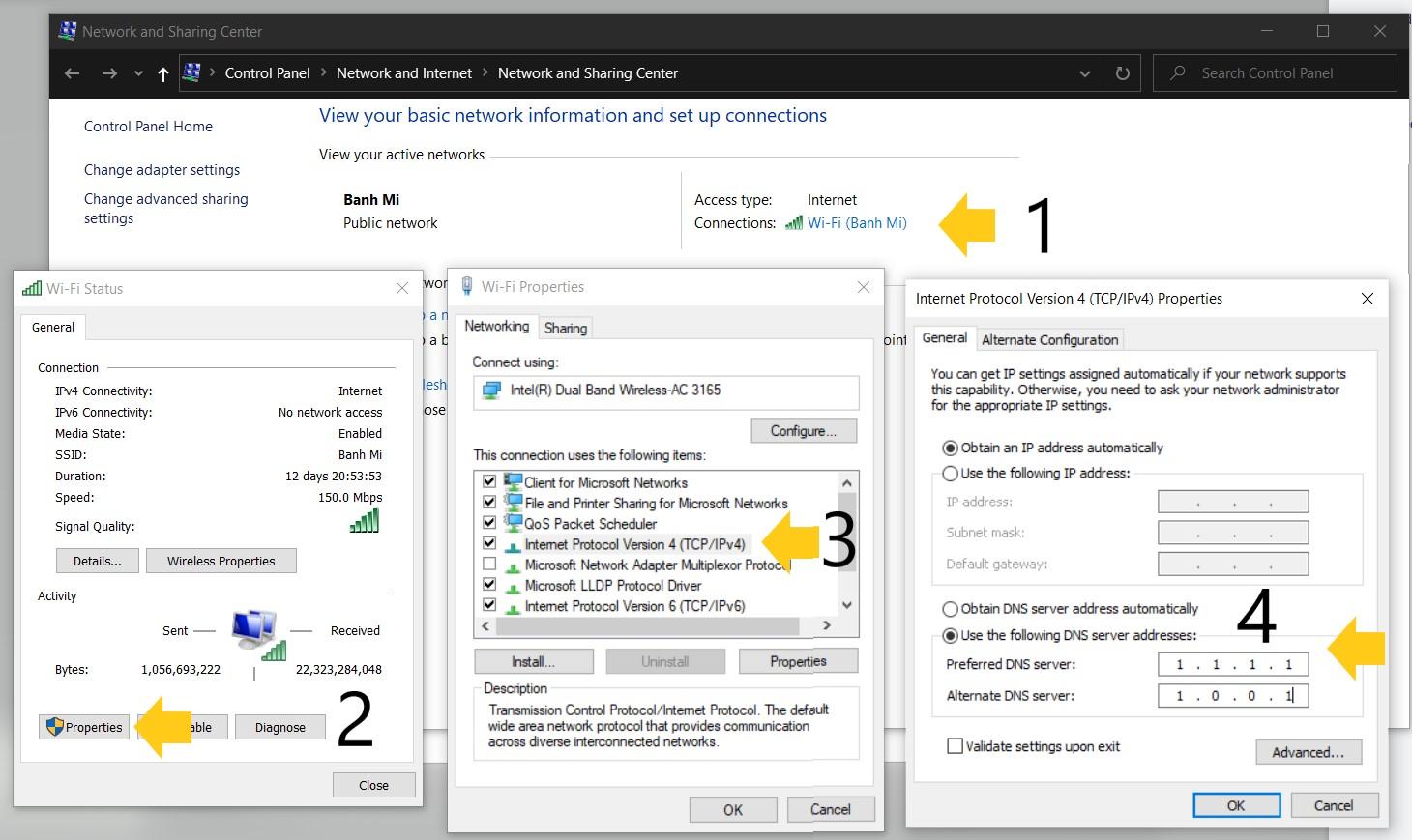Sử dụng Cloudflare 1.1.1.1 DNS
