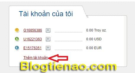 Thêm tài khoản mới trên Perfect Money