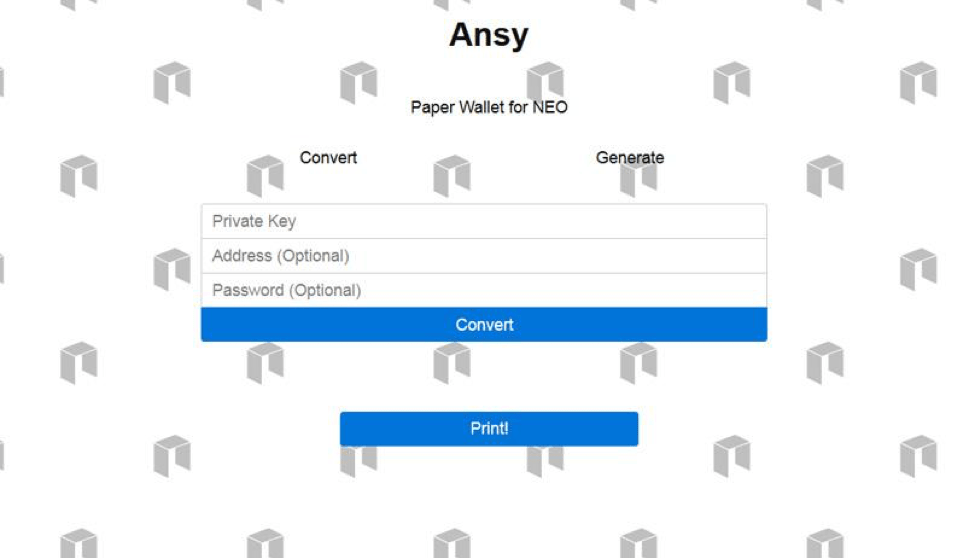Paper Wallet với Ansy, NEO là gì