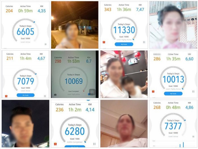 Người tham gia M-Walks chia sẻ kết quả trên “Đi bộ kiếm tiền”, nhóm Facebook với hơn 2.800 thành viên.