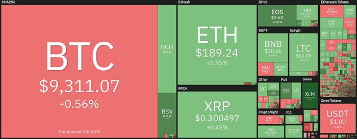 Tổng quan về thị trường tiền điện tử hàng ngày. Nguồn: Coin360