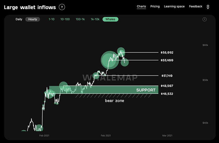Biểu đồ mức hỗ trợ và kháng cự của BTC / USD. Nguồn: WhaleMap