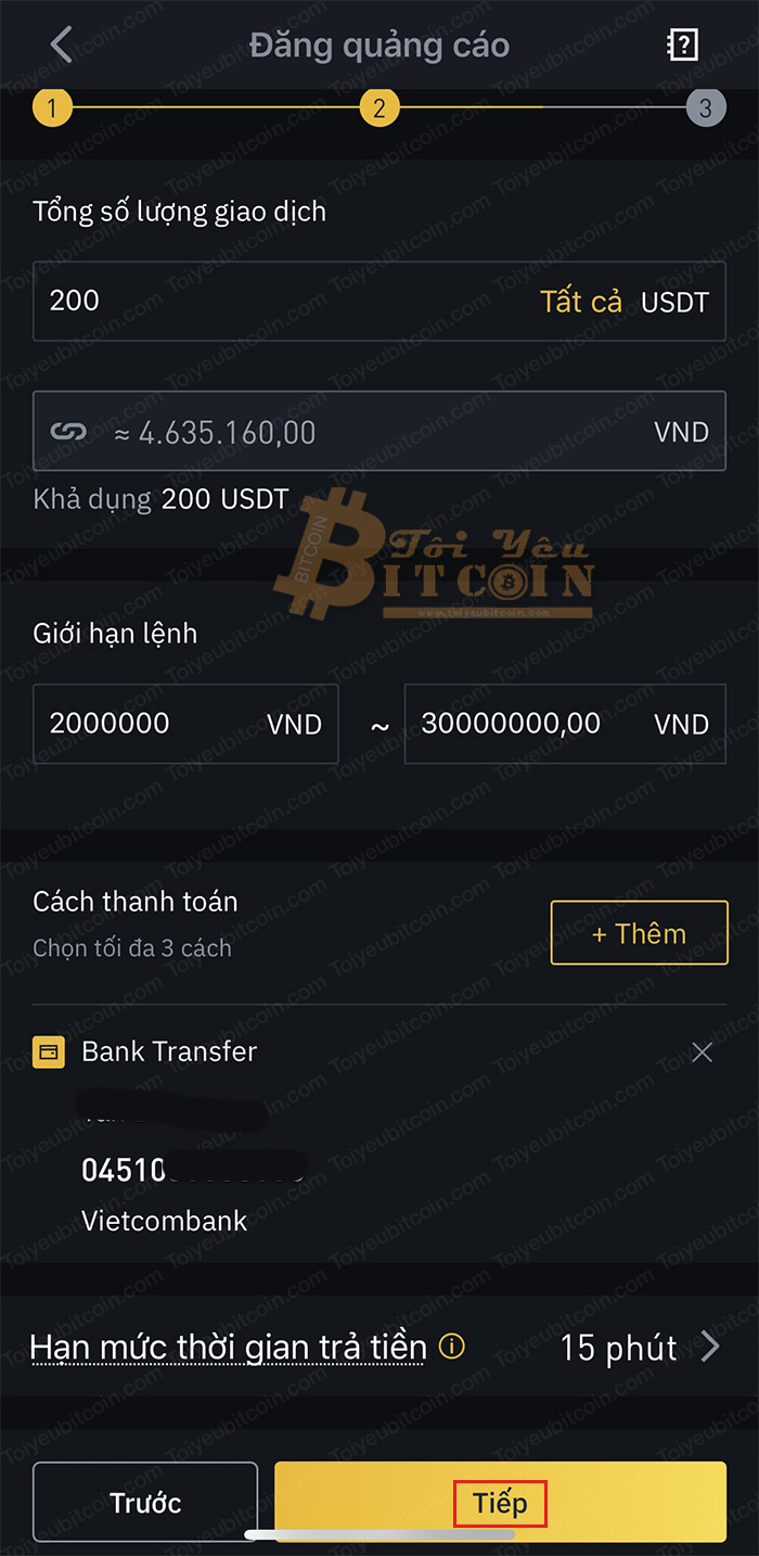 Cách tạo quảng cáo bán coin trên Binance P2P. Ảnh 2