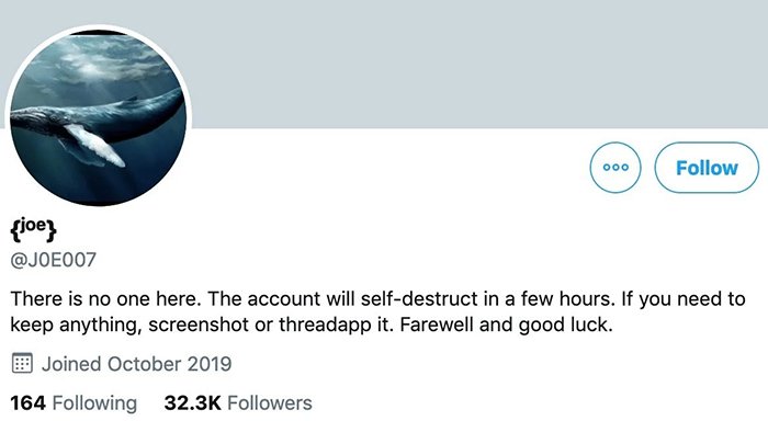 Tài khoản Twitter của Joe007 trước khi bị xóa. Nguồn: Joe007
