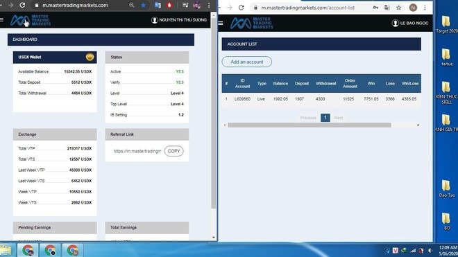 Website mastertradingmarkets.com, nơi nhóm người lôi kéo các nhà đầu tư giao dịch, mua bán “tiền ảo”