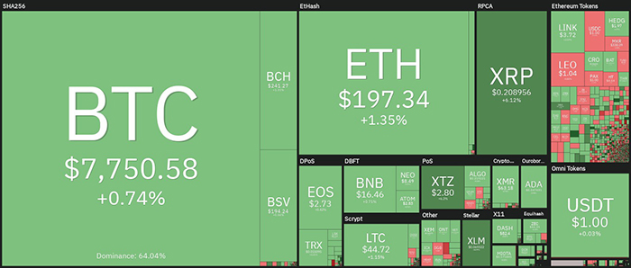Tổng quan về thị trường tiền điện tử hàng ngày. Nguồn: Coin360