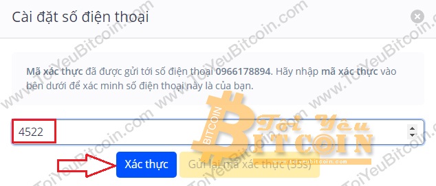 Xác minh SĐT với Aliniex. Ảnh 4