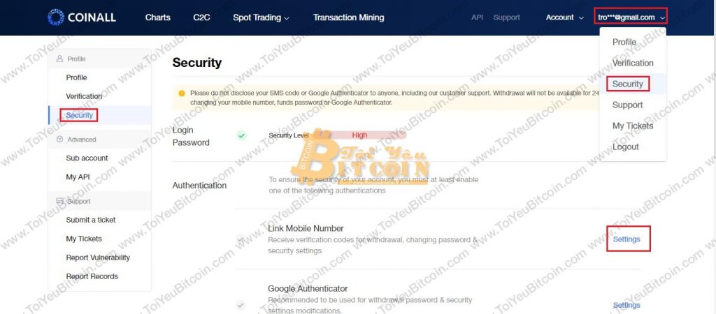Xác minh SĐT với sàn CoinAll. Ảnh 1