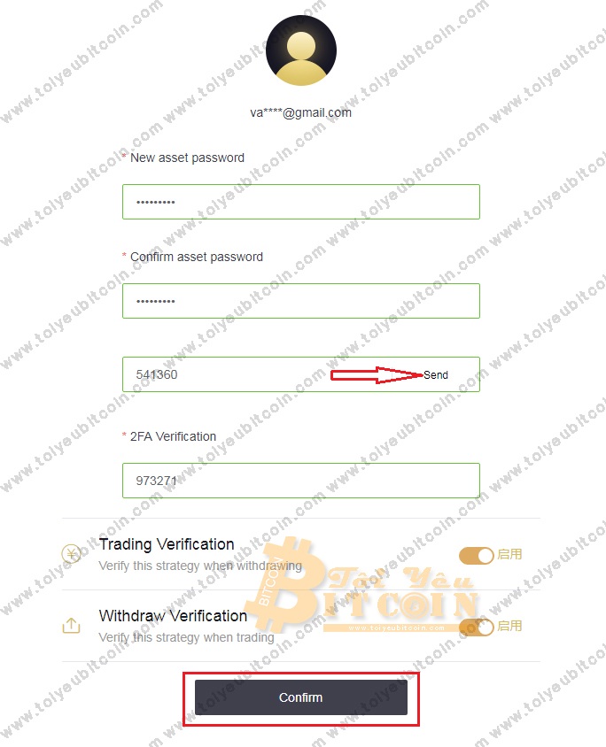 Cài đặt mật khẩu rút tiền LBank. Ảnh 2