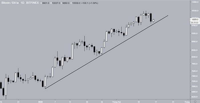 Biểu đồ BTC/USD hàng ngày. Nguồn:TradingView