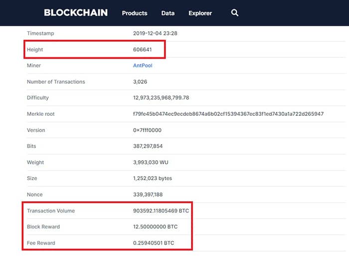 Các thông số về block Bitcoin số 606.641, theo dữ liệu từ Blockchain.com