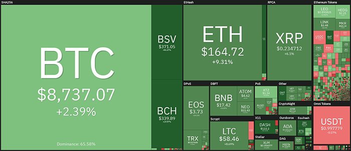 Tổng quan về thị trường tiền điện tử hàng ngày. Nguồn: Coin360