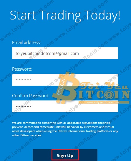Đăng ký mở tài khoản Bittrex. Ảnh 2