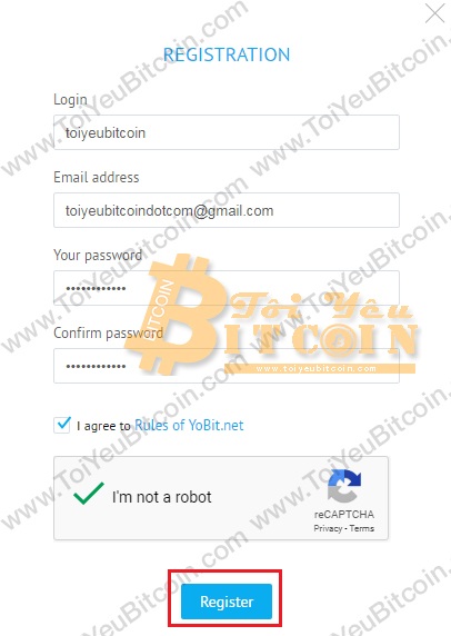 Đăng ký tạo tài khoản Yobit. Ảnh 2