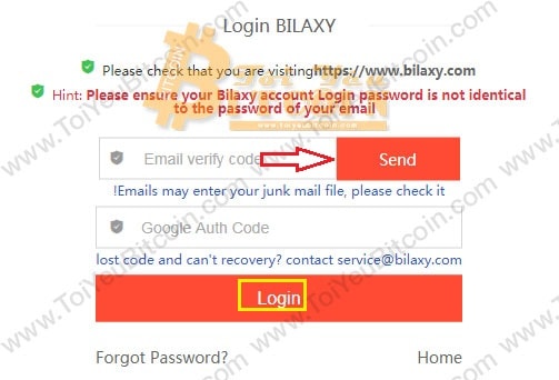 Cách đăng nhập vào sàn Bilaxy. Ảnh 3