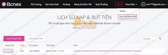 Cách nạp tiền vào sàn Bcnex. Ảnh 3