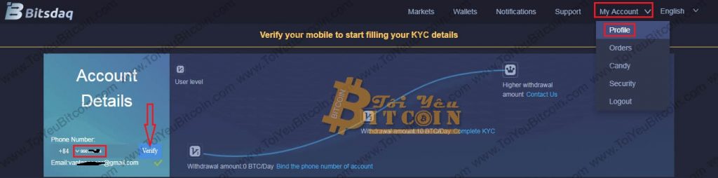 Xác minh tài khoản Bitsdaq. Ảnh 1