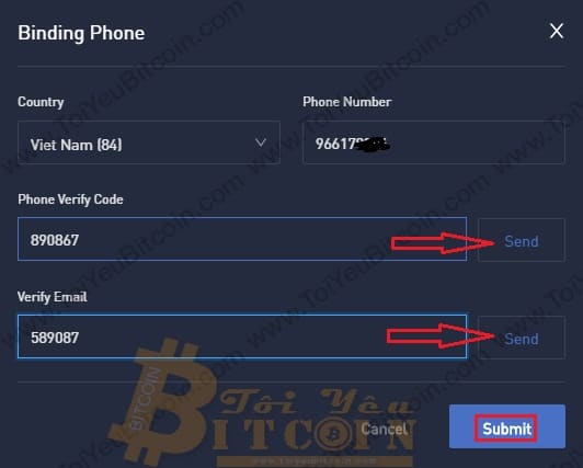 Xác minh SĐT với sàn Bithumb Global. Ảnh 2
