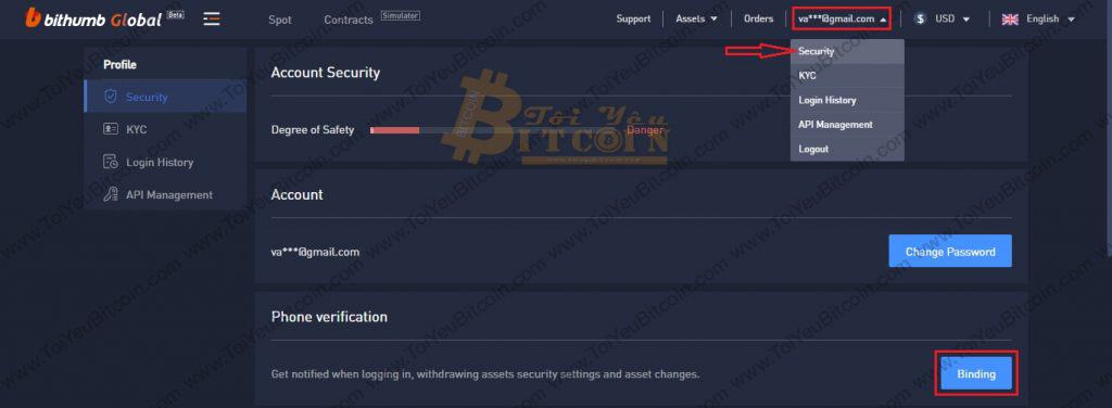 Xác minh SĐT với sàn Bithumb Global. Ảnh 1