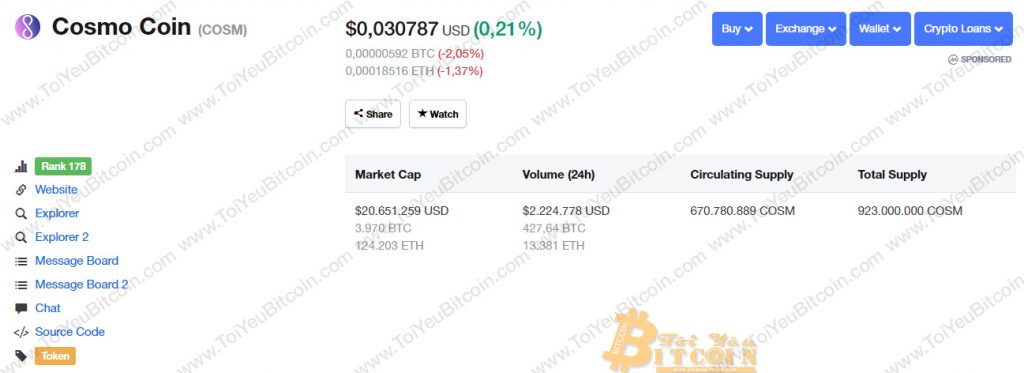 Tỷ giá Cosmo Coin