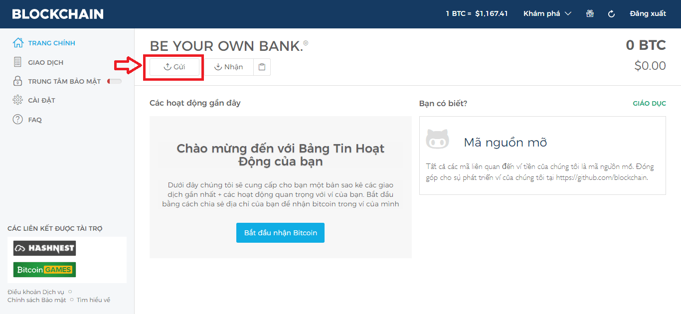 Gửi bitcoin từ blockchain.info sang Eobot